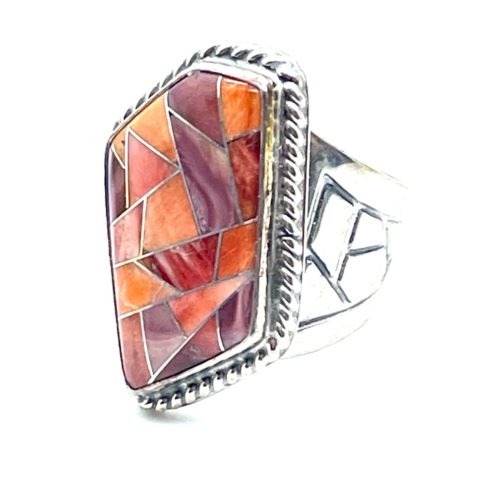 Sterling Desert Rose Spiny Oyster Ring Sz 7